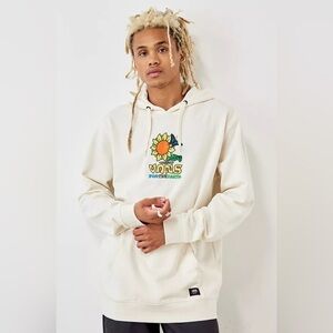 Vans Urban Outfitters Cream Hoodie with Sunflower Graphic Size Medium